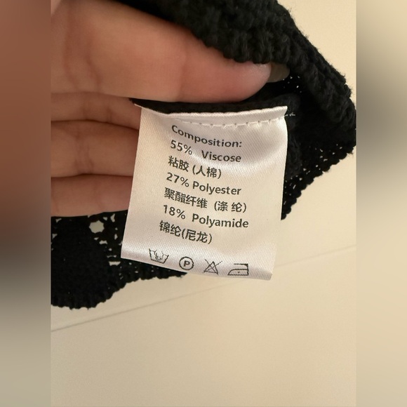 Knit Mix Pointelle Knit Short Sleeve Cardigan, size L. - Picture 8 of 8